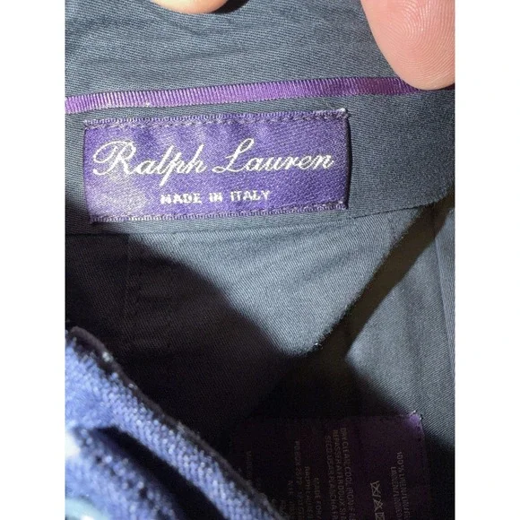 Ralph Lauren Purple Label Mens Luxury Blue 100% Linen Pants 36 Italy Old Money